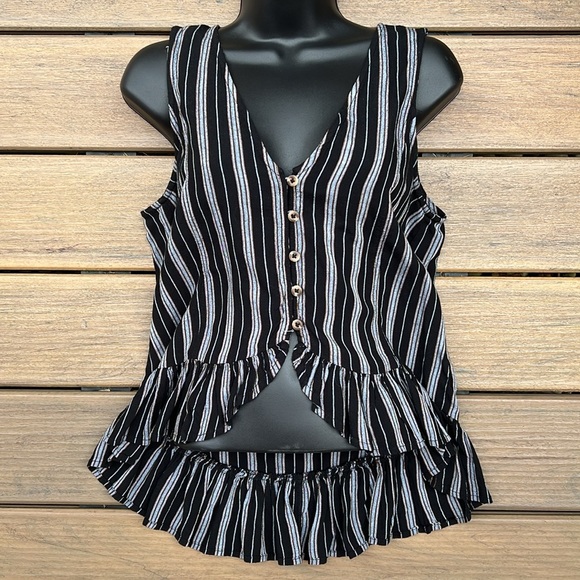 American Eagle Tank Top High Low with Ruffled Hem Boho Chic - Picture 2 of 9